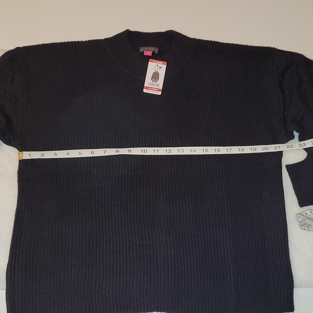 NWT Vince Camuto Clip Dots Long Sleeve Pullover Mock Neck Sweater Wm's Black XL - Picture 14 of 15